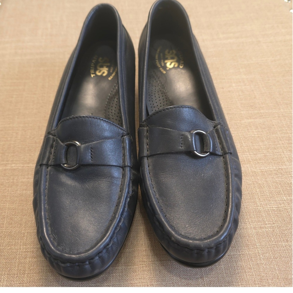 SAS Tripad Comfort Navy Blue Leather Loafers Moccasins Made in USA Womens 8.5 M